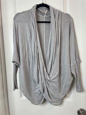 We The Free Draped Open-Front Cardigan in Light Gray